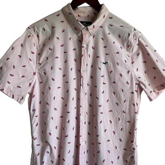 Y2K Hollister‎ Mens Shirt L Epic Flex Watermelon All Over Print Button Up Preppy - Picture 4 of 8